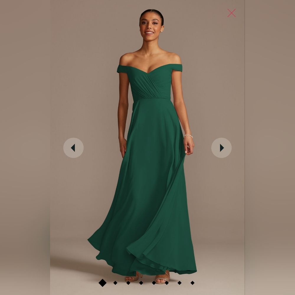 DAVID'S BRIDAL off the shoulder full skirt bridesmaid dress Juniper